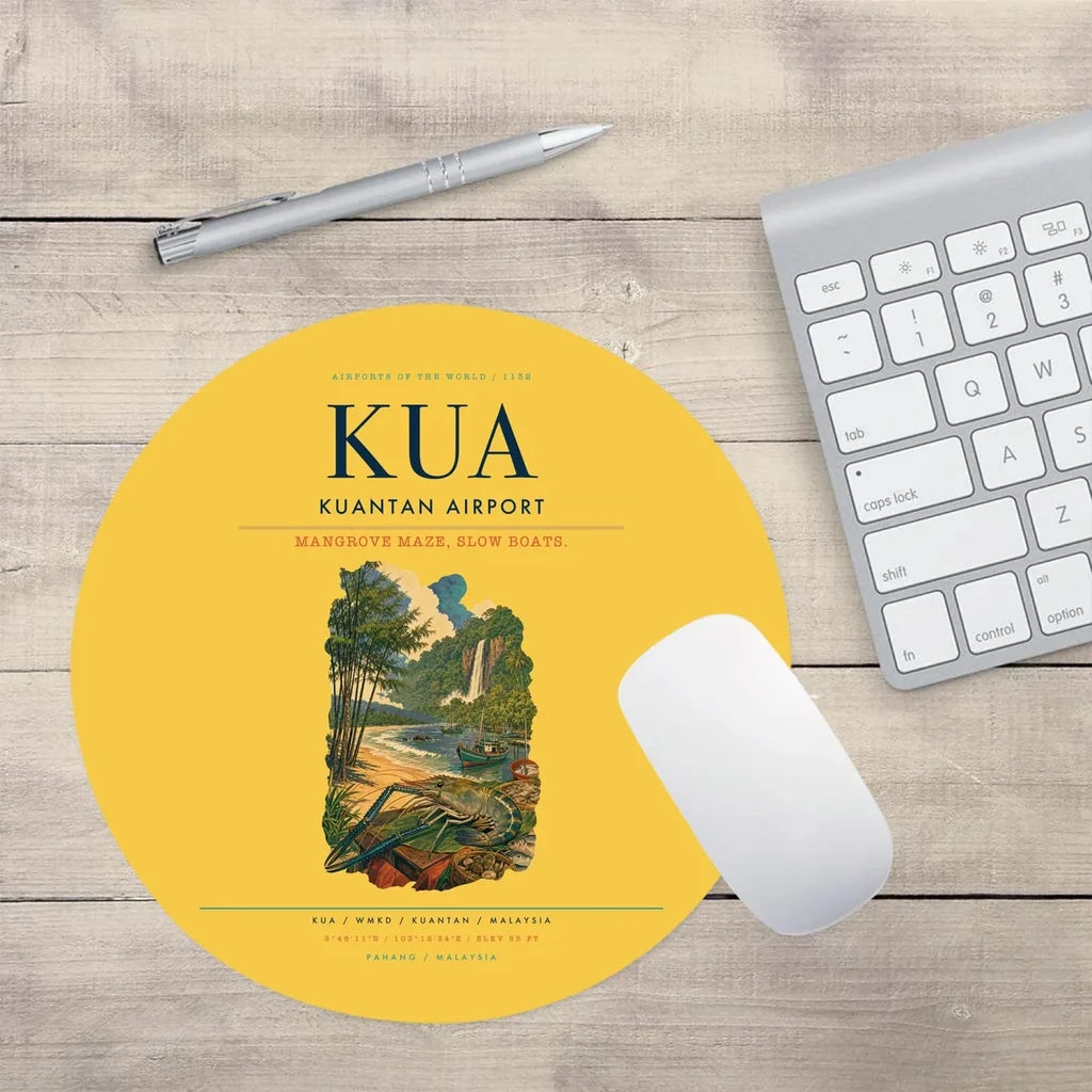 Kuantan Airport (KUA) design on yellow round mouse pad
