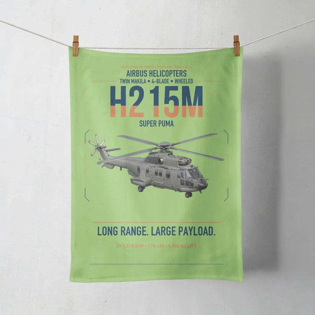 Airbus H215M design on light green towel