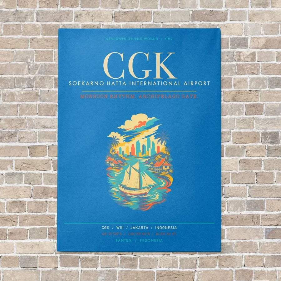 Jakarta Soekarno-Hatta International Airport CGK - Canvas Framed - Turquoise