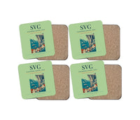 Thumbnail for Stavanger Airport, Sola (SVG) design on light green 4 pieces set coaster
