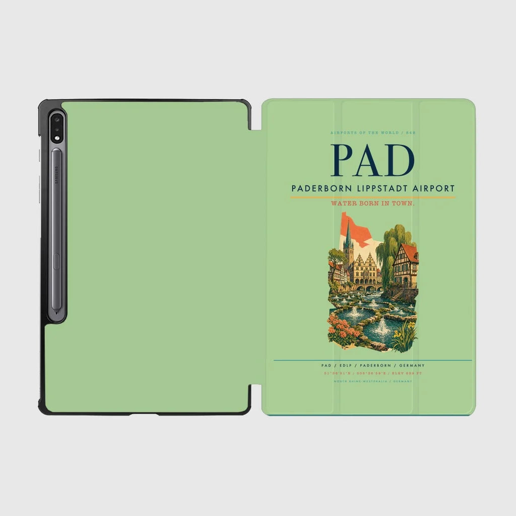Paderborn Lippstadt Airport (PAD) design on light green samsung tablet tablet case