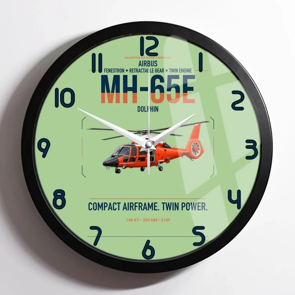 Airbus MH-65E Dolphin design on light green framed wall clock