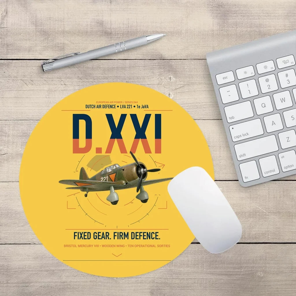Fokker D.XXI — Dutch LVA aircraft 221 design on yellow round mouse pad