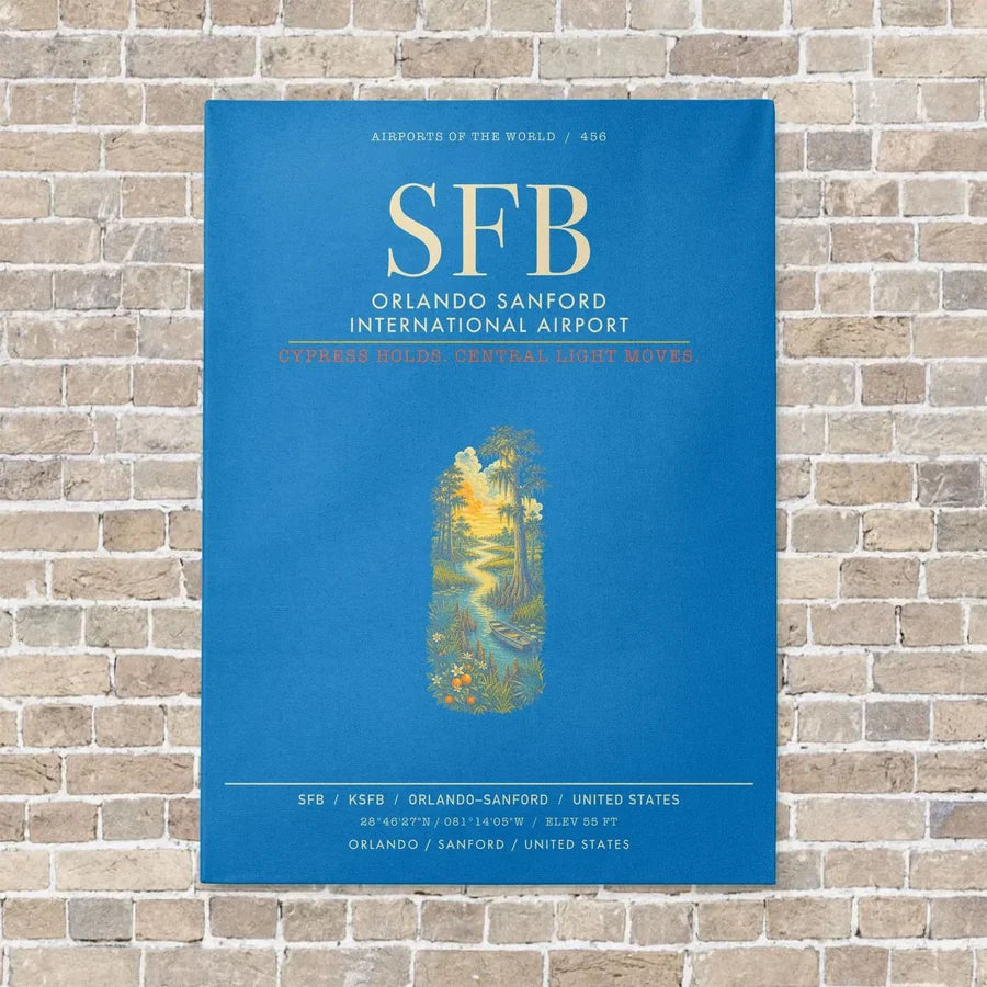 Orlando Sanford International Airport SFB - Canvas Framed - Turquoise