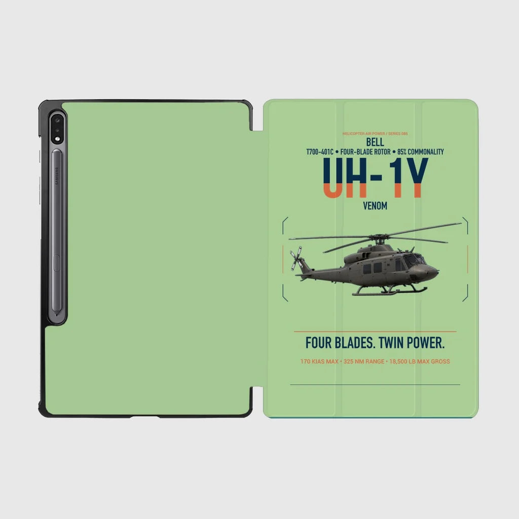 Bell UH-1Y Venom design on light green samsung tablet tablet case