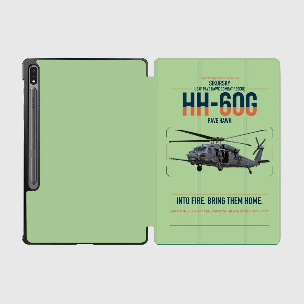 Sikorsky HH-60G Pave Hawk design on light green samsung tablet tablet case