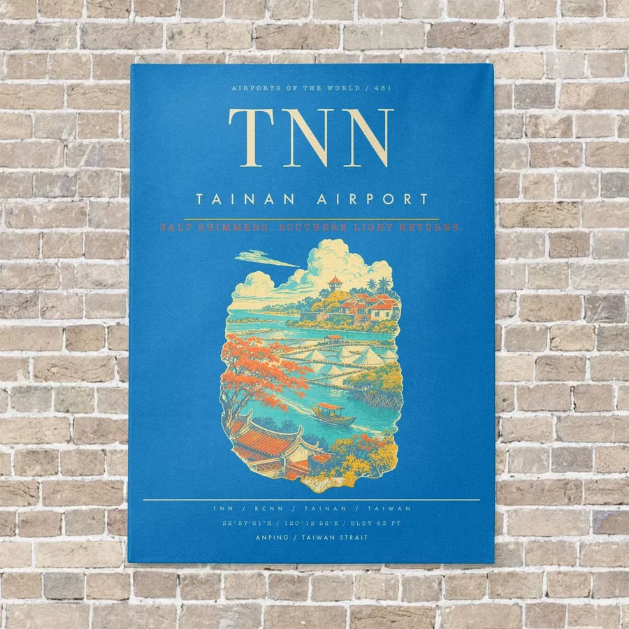 Tainan Airport TNN - Canvas Framed - Turquoise
