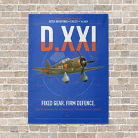 Thumbnail for Fokker D.XXI — Dutch LVA aircraft 221 vertical canvas print - no frame - blue background