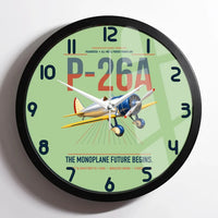 Thumbnail for Boeing P-26A Peashooter design on light green framed wall clock