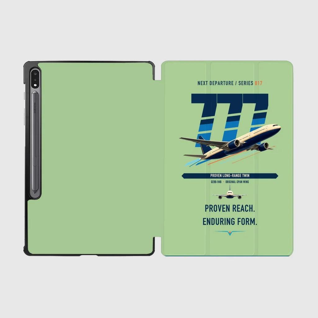 Boeing 777-200ER design on light green samsung tablet tablet case