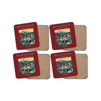 Thumbnail for The Pontoon Picnic - Designed Coasters design on dark red 4-pieces-set