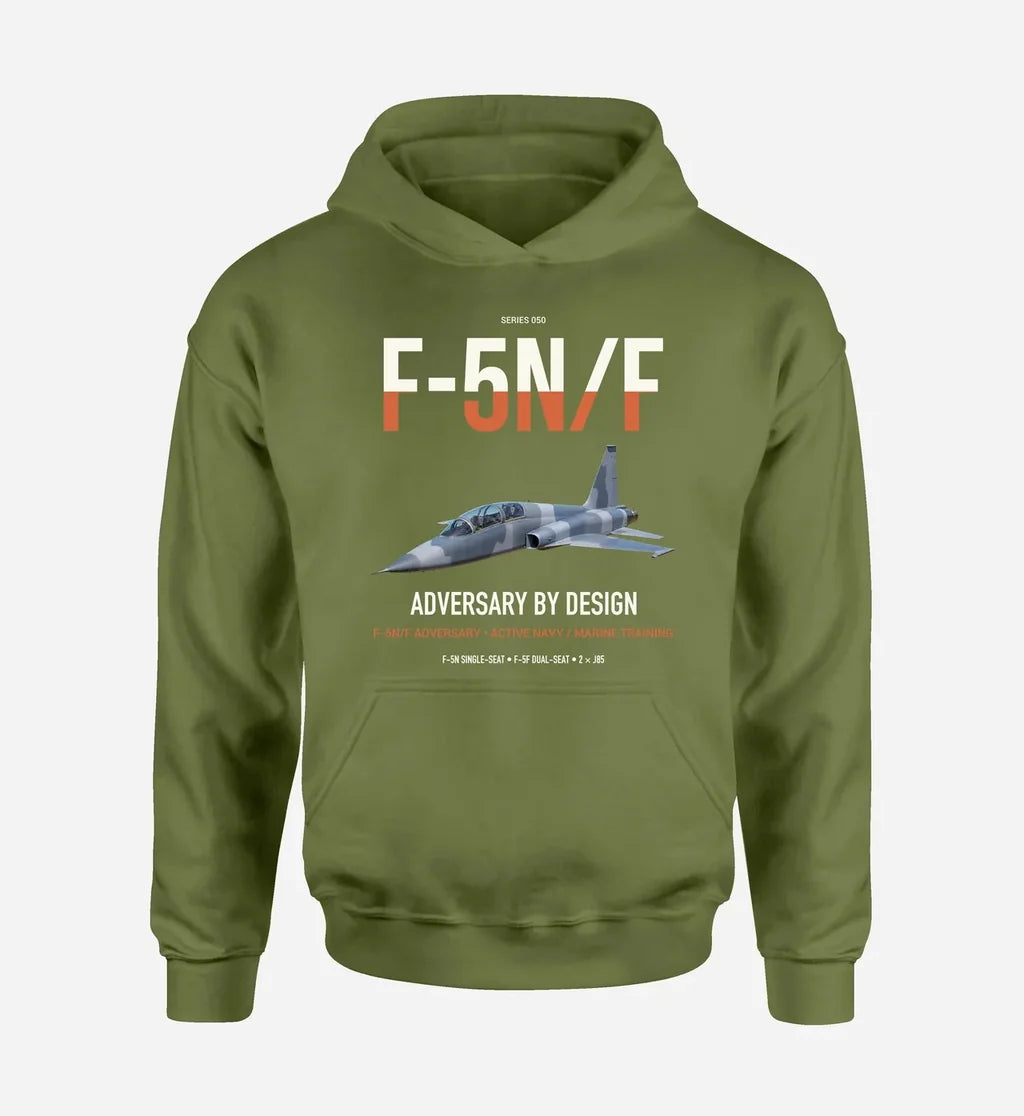 F-5N F Adversary design on green army double-side hoodie, single-side print