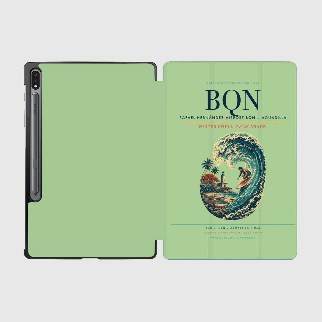 Rafael Hernández Airport (BQN) design on light green samsung tablet tablet case
