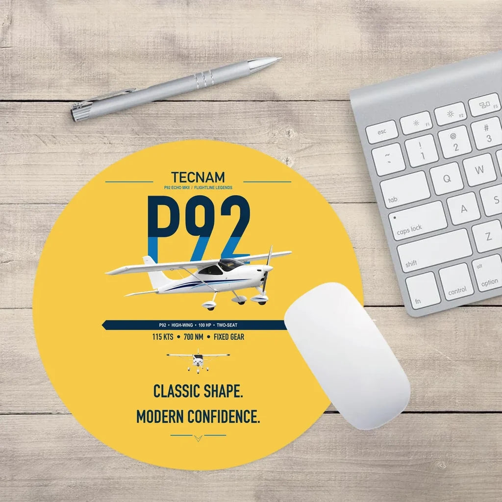 Tecnam P92 Echo MkII design on yellow round mouse pad
