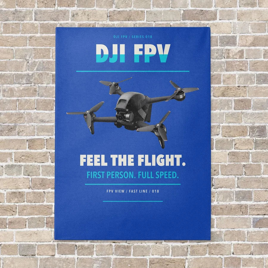 DJI FPV vertical canvas print - no frame - blue background