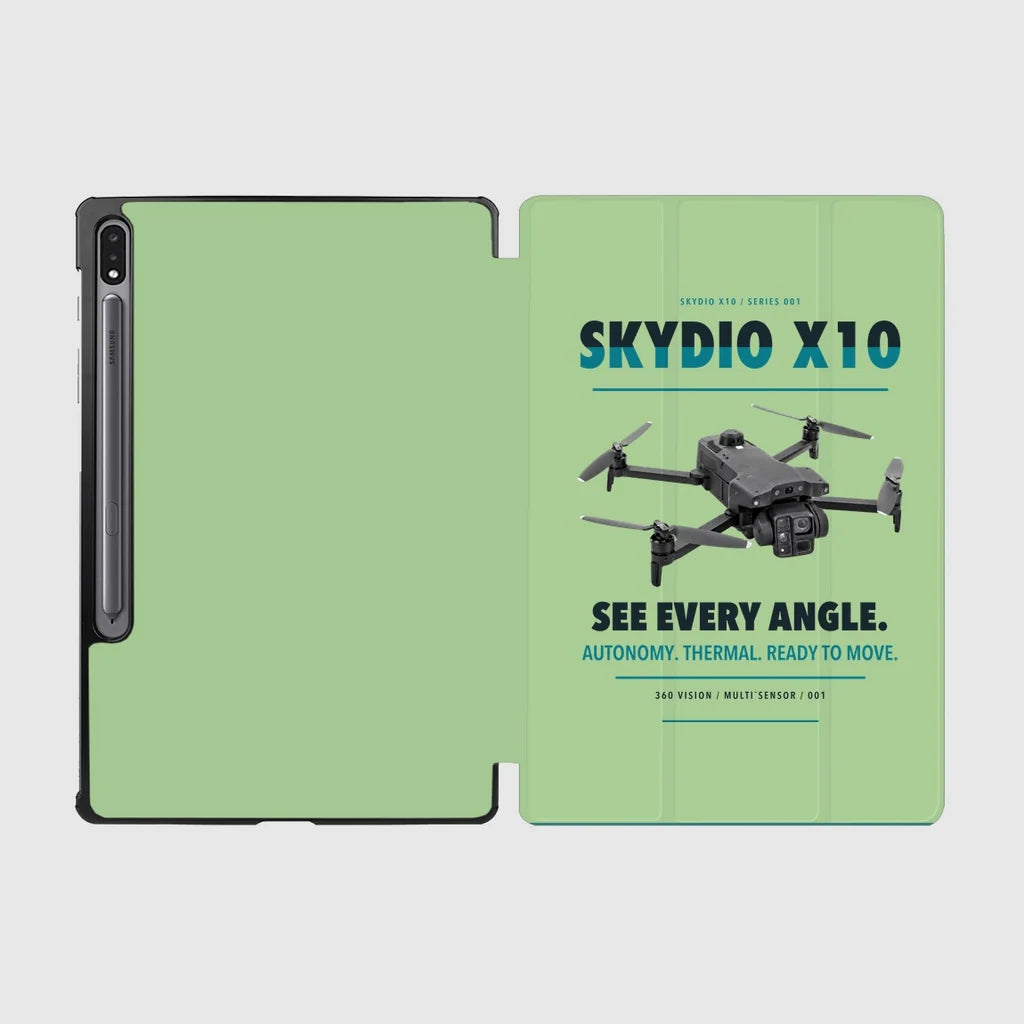 Skydio X10 design on light green samsung tablet tablet case