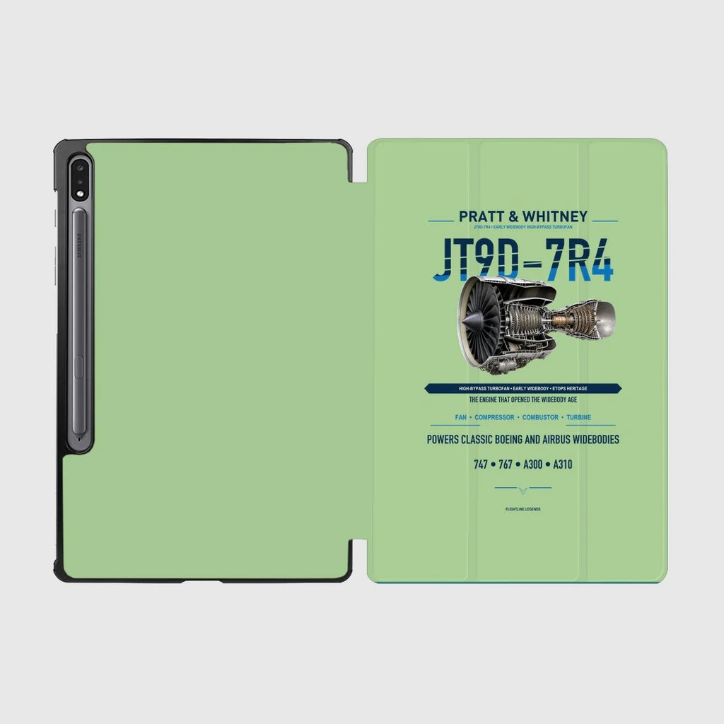 JT9D-7R4 design on light green samsung tablet tablet case