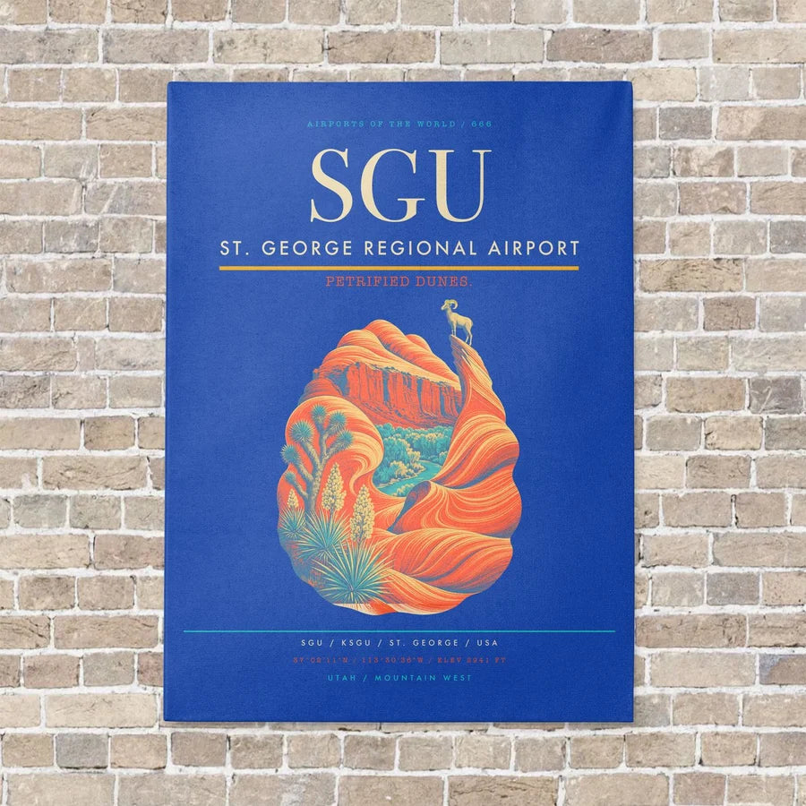 St. George Regional Airport SGU vertical canvas print - no frame - blue background