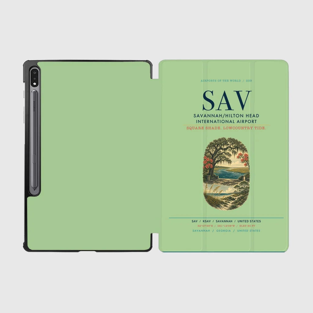 Savannah-Hilton Head International Airport (SAV) design on light green samsung tablet tablet case