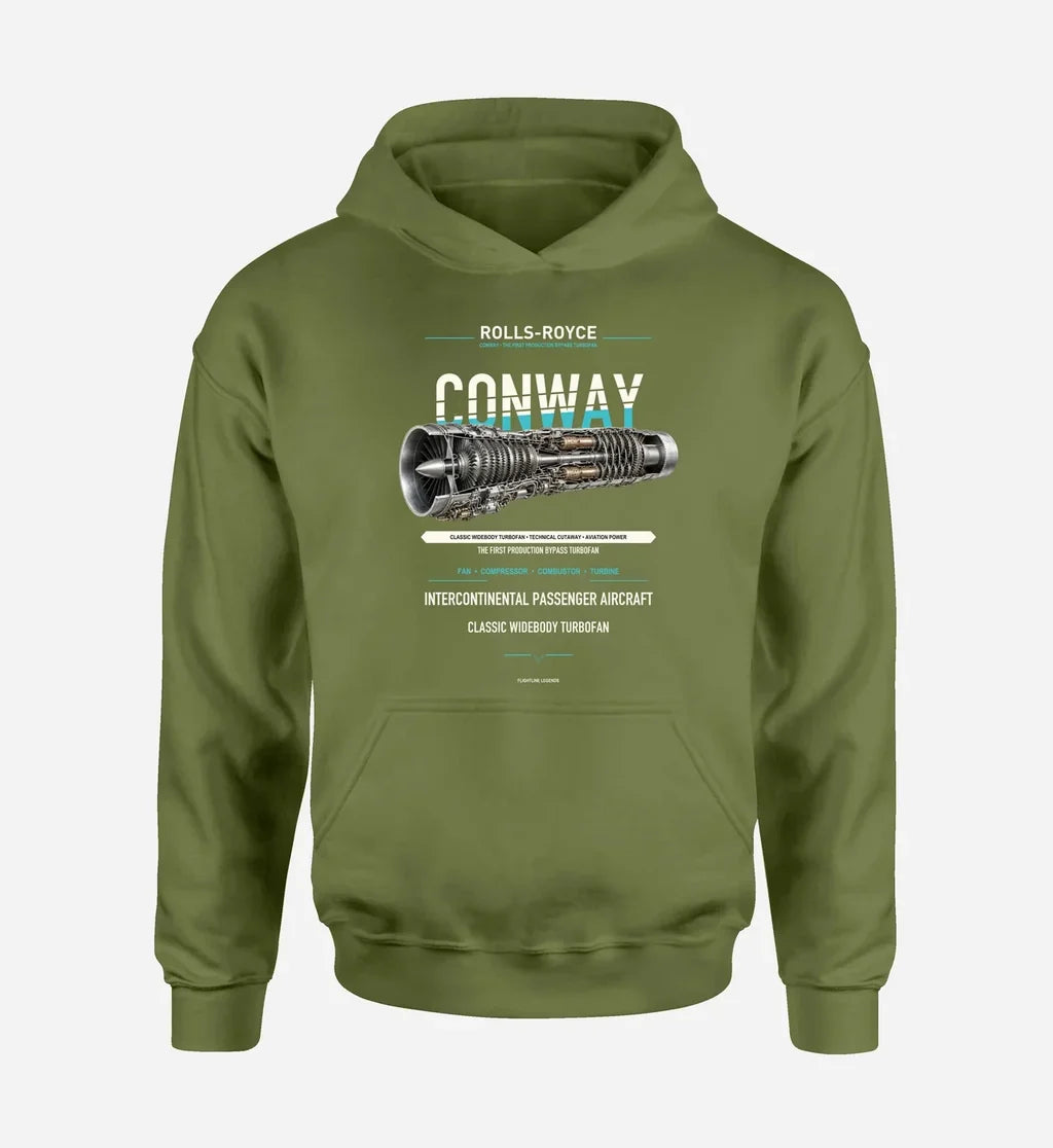 CONWAY design on green army hoodie single side