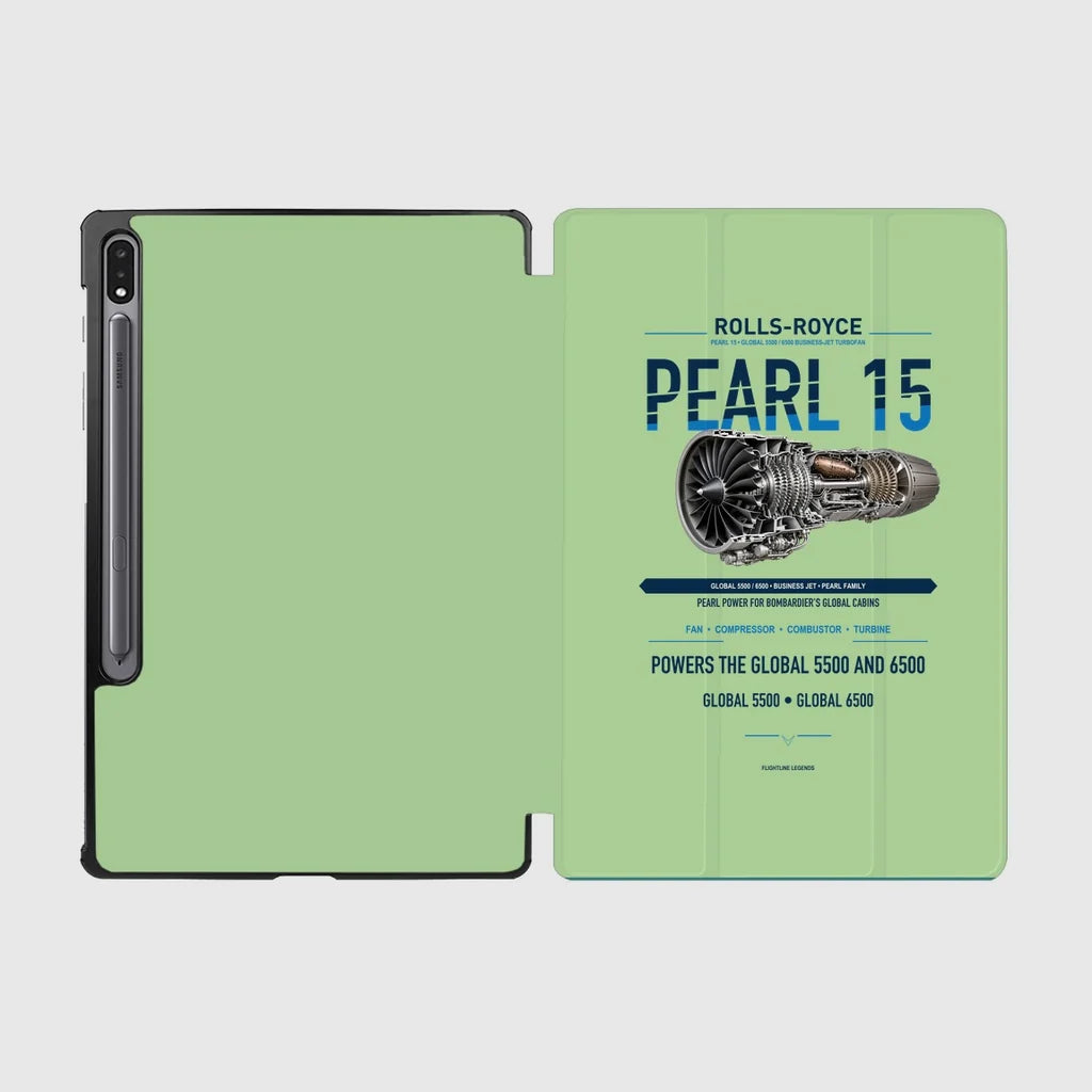 PEARL 15 design on light green samsung tablet tablet case