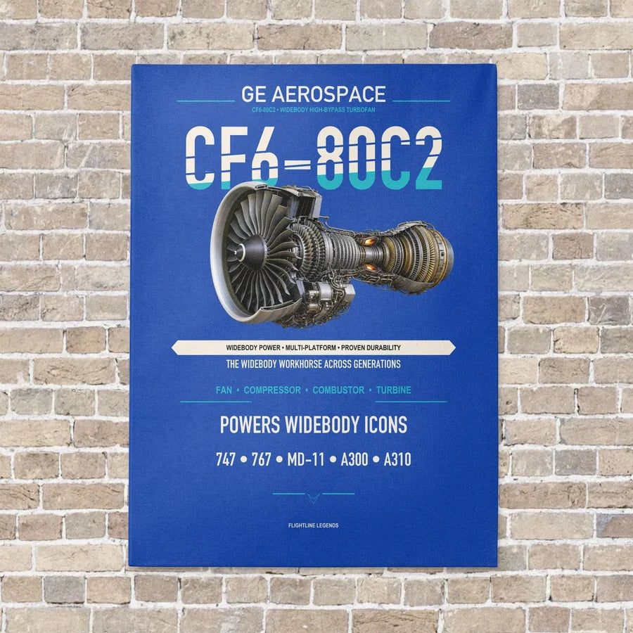 CF6-80C2 vertical canvas print - no frame - blue background