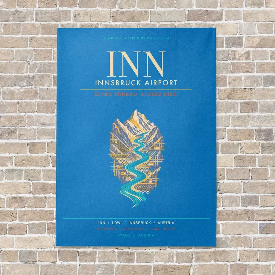 Innsbruck Airport INN - Canvas Framed - Turquoise