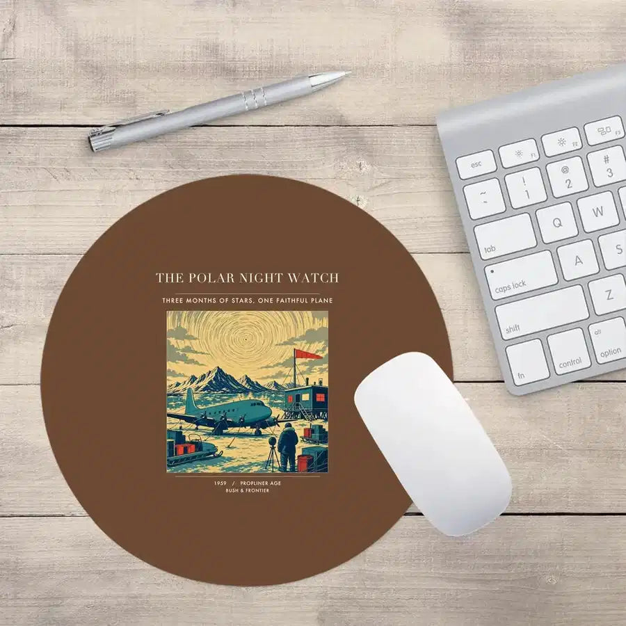 VINTAGE G4357 - The Polar Night Watch - Designed Mouse Pads design on brown round