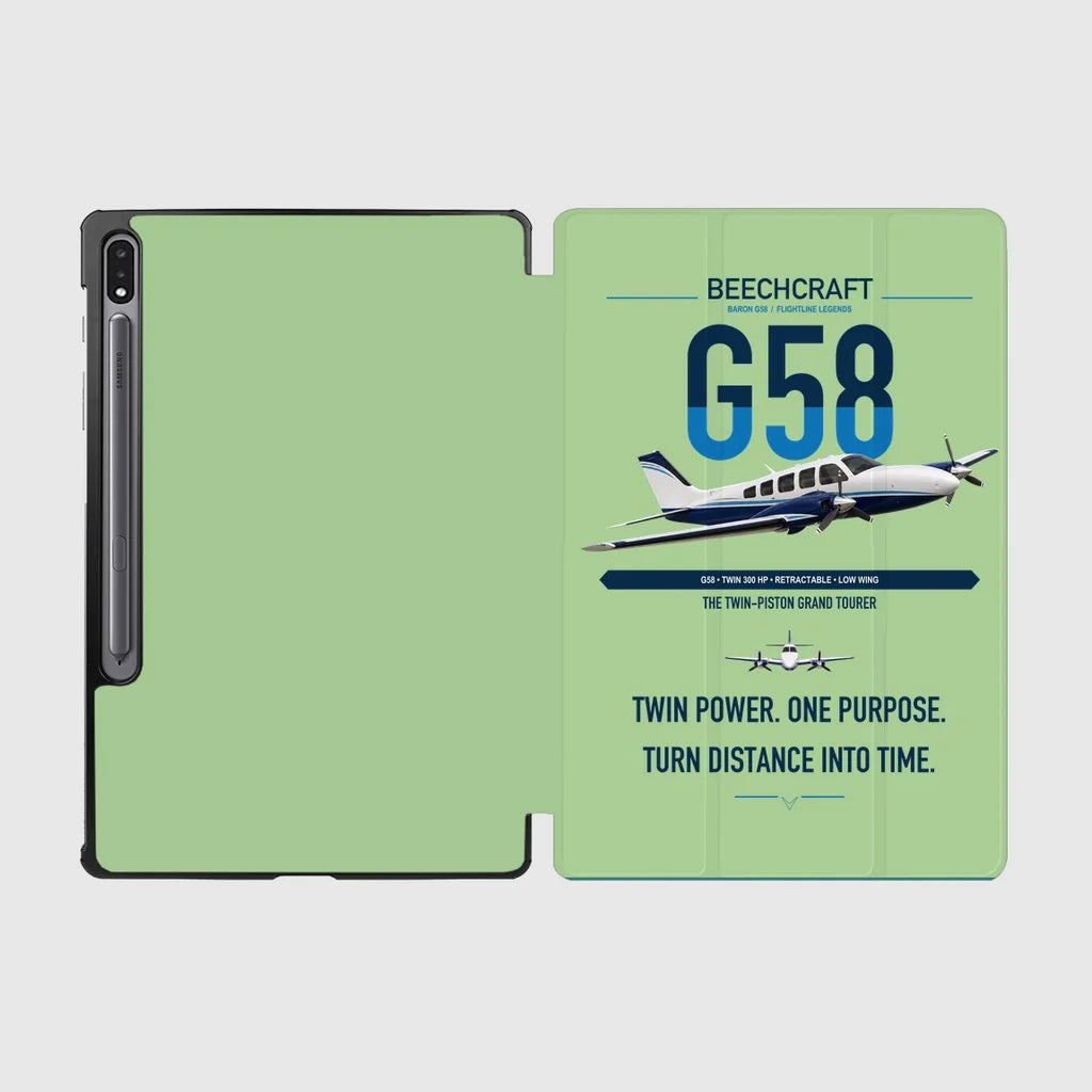 Beechcraft Baron G58 design on light green samsung tablet tablet case