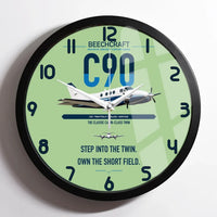 Thumbnail for Beechcraft King Air C90 design on light green framed wall clock