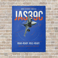 Thumbnail for Saab JAS 39C Gripen vertical canvas print - no frame - blue background