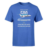 Thumbnail for Cessna Citation 500 - Citation I design on blue double-side t-shirt, single-side print