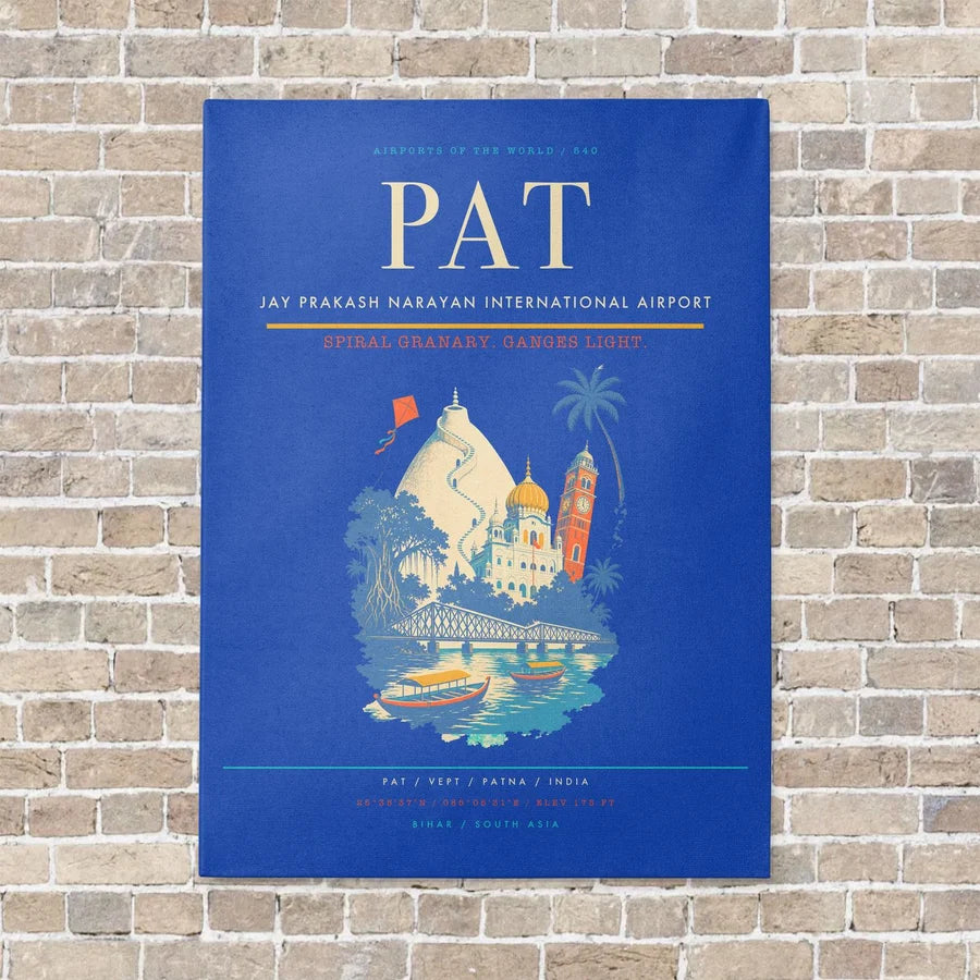 Jay Prakash Narayan International Airport PAT vertical canvas print - no frame - blue background