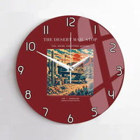 Thumbnail for VINTAGE G4151 - The Desert Mail Stop - Designed Wall Clocks design on darkred no-frame