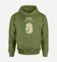 Thumbnail for Mykonos Island Airport (JMK) design on green army hoodie single-side print