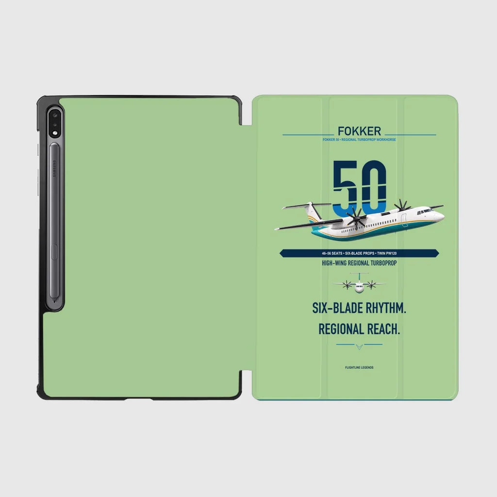 Fokker 50 design on light green samsung tablet tablet case