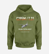 Thumbnail for Airbus C295M T.21 design on green army double-side hoodie, single-side print
