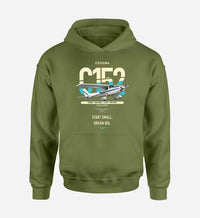Thumbnail for Cessna 152 design on green army double-side hoodie, single-side print