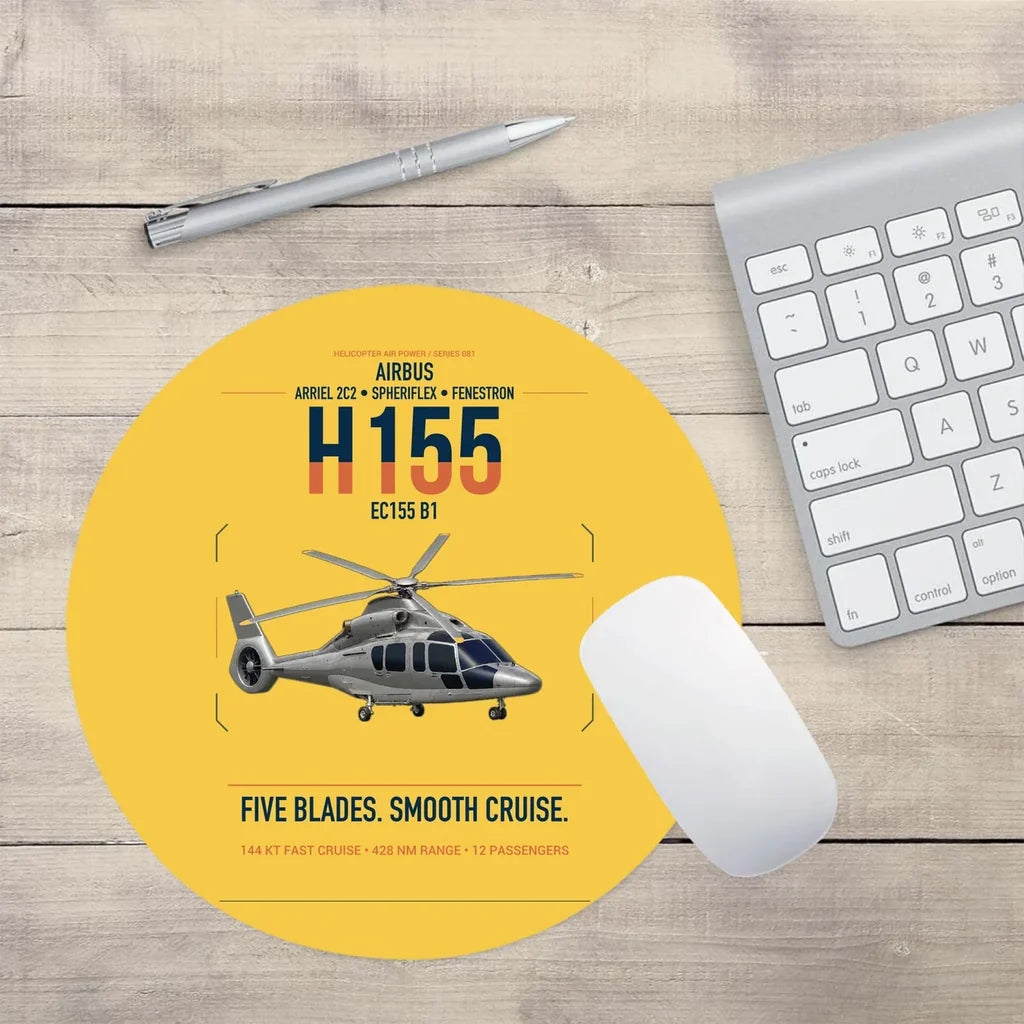 Airbus H155 EC155 B1 design on yellow round mouse pad