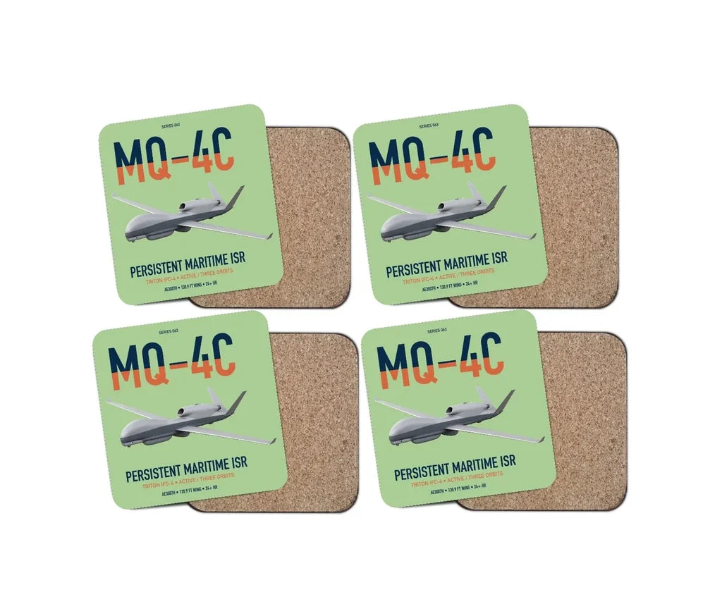 MQ-4C Triton IFC-4 design on light green 4 pieces set coaster