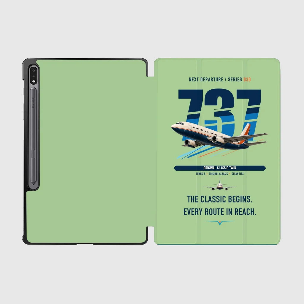 Boeing 737-300 Classic design on light green samsung tablet tablet case