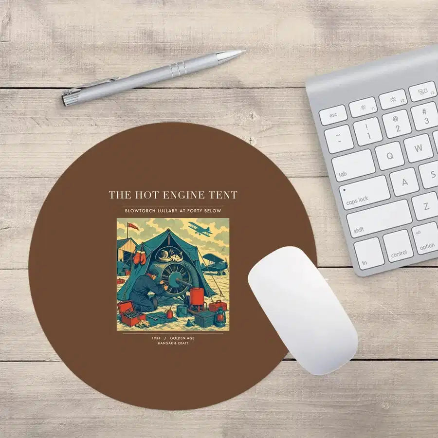 VINTAGE G4356 - The Hot Engine Tent - Designed Mouse Pads design on brown round