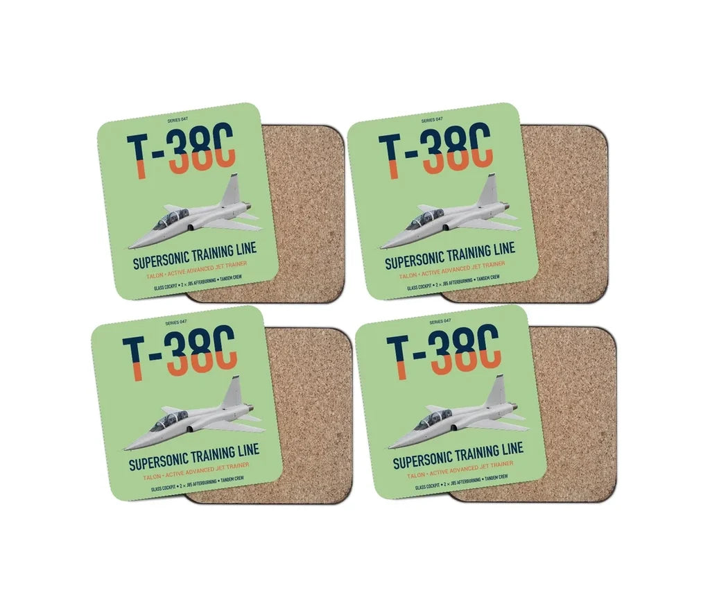 T-38C Talon design on light green 4 pieces set coaster