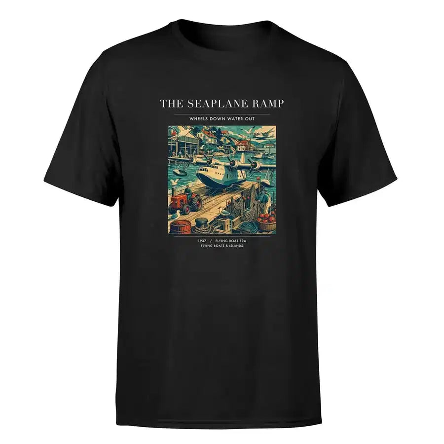 VINTAGE G4068 - The Seaplane Ramp - Premium T-Shirt design on black premium t shirt