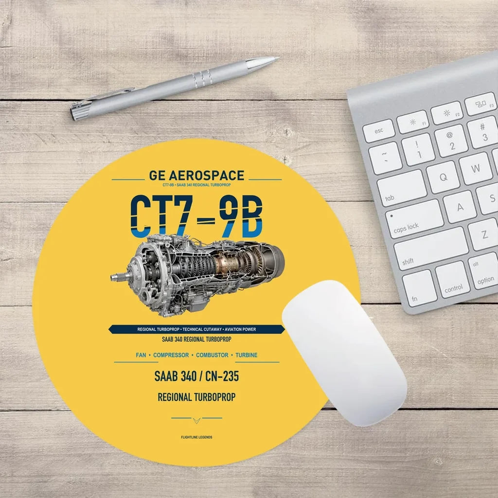 CT7-9B design on yellow round mouse pad