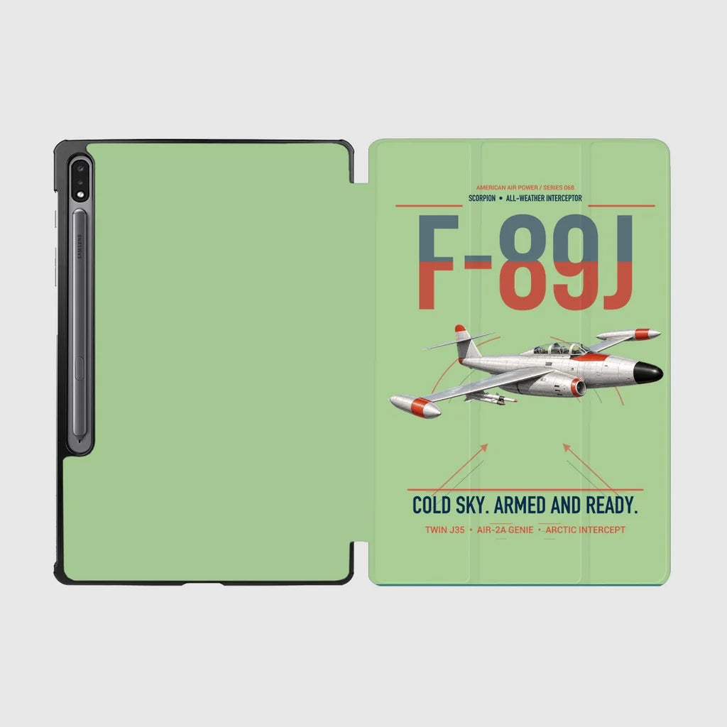 F-89J Scorpion design on light green samsung tablet tablet case