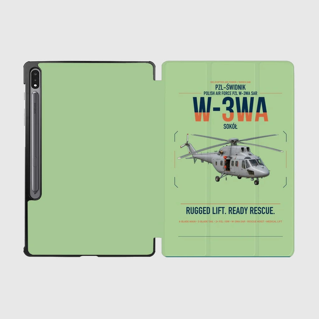 PZL-Świdnik W-3WA Sokół design on light green samsung tablet tablet case