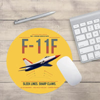 Thumbnail for F-11F Tiger design on yellow round mouse pad