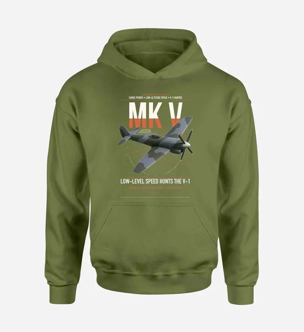 Hawker Tempest Mk V design on green army double-side hoodie, single-side print