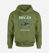 Thumbnail for PBY-5A Catalina design on green army double-side hoodie, single-side print